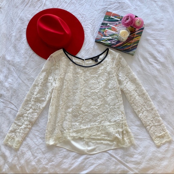 Ella Moss Ivory Lace Long Sleeve Top size S - Picture 7 of 14